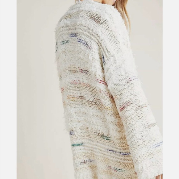 anthropologie Margo Rainbow Sweater Cardigan White Multi Medium Soft Knit - Picture 9 of 9